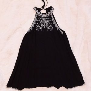 Black and white halter neck dress